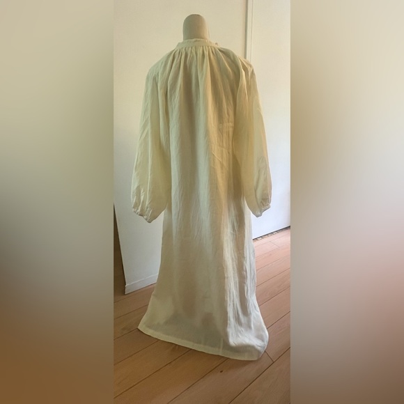 Buttercup Yellow Maxi Dress Balloon Sleeves 100% Linen XL - Picture 10 of 14